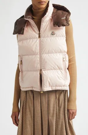 Moncler Niverolle Crop Down Vest in Pink at Nordstrom, Size 3