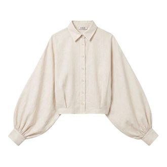 SoSUE Antonia Short Flanell - Dames - Blouses & Shirts - Beige - Maat: M/L Flanel