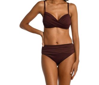 La Blanca Island Goddess Over-The-Shoulder Wrap Top In Java