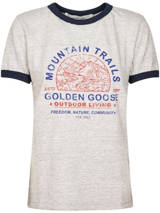 Golden Goose Journey Printed Slub Cotton Slim Long T-Shirt