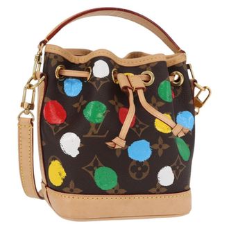 Louis Vuitton Noe Handbag Yayoi Kusama Painted Dots Monogram Canvas Brown Canvas Handbag (Pre-Owned)
