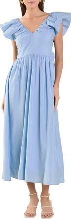 endless rose Tie Back Maxi Dress in Powder Blue at Nordstrom, Size Medium