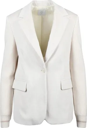 Eleventy Textured Knit Sleeve Corduroy Jacket