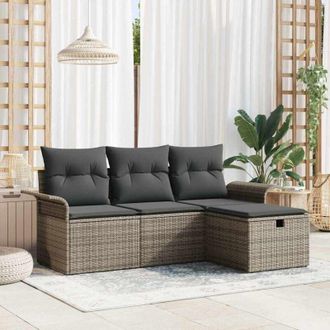 vidaXL Conjunto De Sof&aacute; De Jard&iacute;n 4 Pcs Gris 196 X 117 X 85 Cm Vidaxl