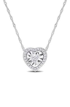 Delmar Heart & Round Diamond Pendant Necklace - 0.25ct. in Silver at Nordstrom Rack