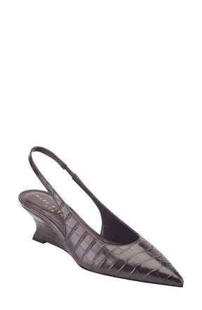 Marc Fisher Taten Slingback Pointed Toe Wedge Pump in Dark Red 600 at Nordstrom, Size 8.5