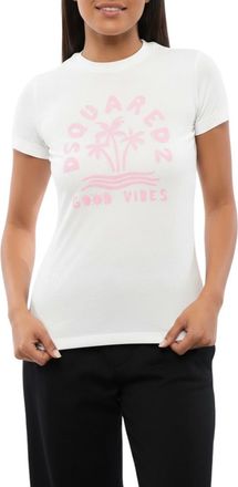 Dsquared2 White Graphic Crew Neck T-Shirt