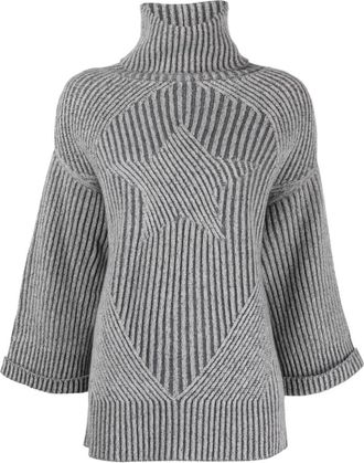 Lorena Antoniazzi Ribbed Knit Turtleneck Sweater with Star Pattern
