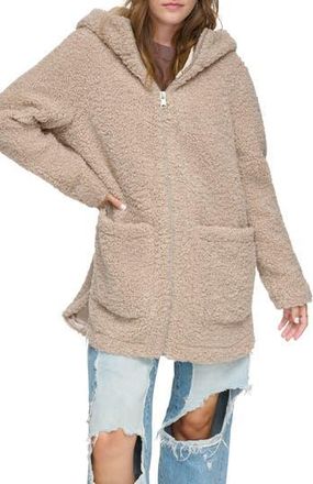 Andrew Marc Seneca Faux Shearling Hooded Jacket in Mushroom at Nordstrom Rack, Size X-Small