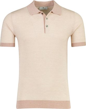 Thomas Maine Poloshirt Thomas Maine roze met wit print merinowol
