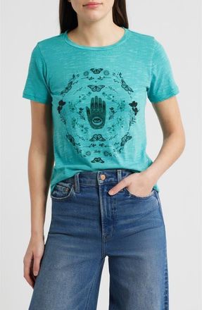 Lucky Brand Hamsa Butterfly Frame Cotton Graphic T-Shirt in Baltic at Nordstrom, Size X-Small