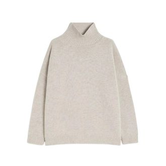 Max Mara Turtlenecks, female, Beige, Size: M Turtleneck Sweater Sand Oversized Fit