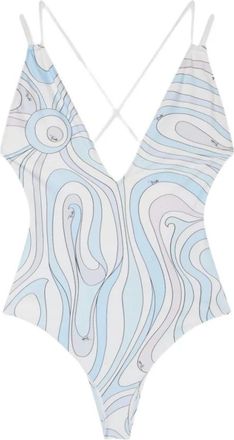 Pucci Celeste One-Piece Zwempak - Dames - Badpakken - Blauw - L - Badmode