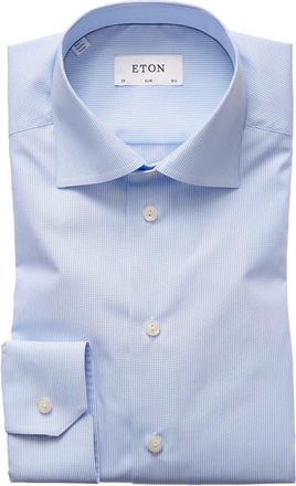 Eton Slim Fit Stripe Dress Shirt in Light Blue/White at Nordstrom, Size 15.5