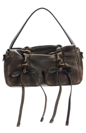 Acne Studios Micro Multipocket Leather Crossbody Bag in Dark Brown/beige at Nordstrom