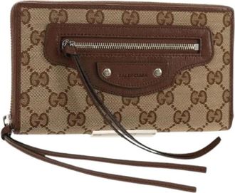 Gucci Pre-owned Clutches, female, Beige, Size: ONE SIZE Pre-owned Canvas Wallet