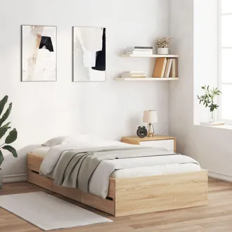 vidaXL Cama Con Cajones Madera Ingenier&iacute;a Roble Sonoma 90x190 Cm Vidaxl
