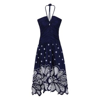 Farm Rio Bicolor Richilieur Mouwloze Midi Jurk - Dames - Casual kleedjes - Veelkleurig - XS - Katoen - Kleedjes