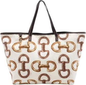 Gucci Pre-owned Tote Bags, female, White, Size: ONE SIZE Pre-owned Printed Canvas Tote