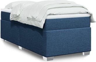 vidaXL Cama Box Spring Con Colch&oacute;n Tela Azul 80x200 Cm Vidaxl
