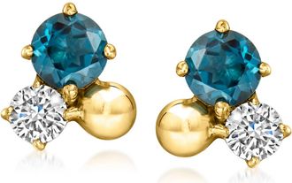 RS Pure by Ross-Simons London Blue Topaz and. Lab-Grown Diamond Earrings in 18kt Gold Over Sterling