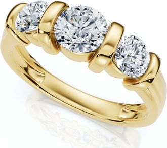 Pompeii3 1ct 3-Stone Bar Set Engagement Ring 10K Lab Grown