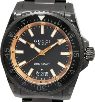 Gucci Pre-owned Stainless Steel watches - Heren - Vintage Horloges - Zwart - ONE Size - Vintage
