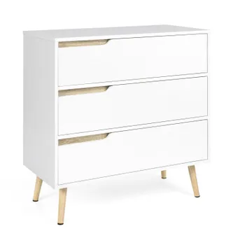IDMarket Cassettiera Scandinavo A 3 Cassetti Legno E Bianco Helsinki