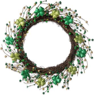 Glitzhome 20D St. Patricks Shamrock Berry Wreath in Green at Nordstrom, Size Medium