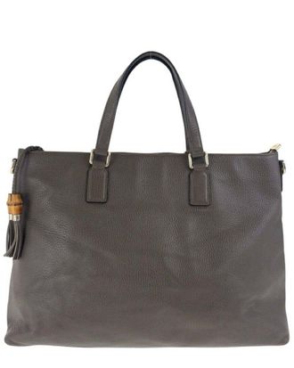 Gucci Brown Leather Bamboo Tote (Authentic Pre-Loved)