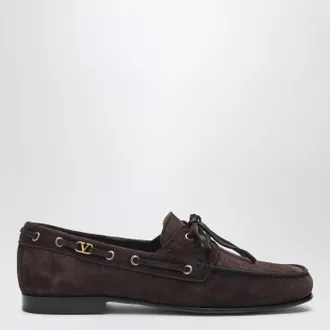 Valentino Garavani Mocassini stringati marroni in suede