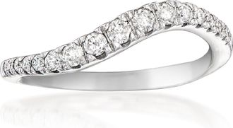 Ross-Simons Diamond Wavy Ring in Sterling Silver