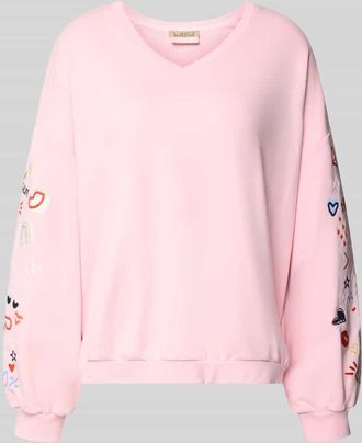 Smith & Soul Oversized Fit Sweatshirt mit V-Ausschnitt in Hellrosa, Gr&ouml;&szlig;e XXL