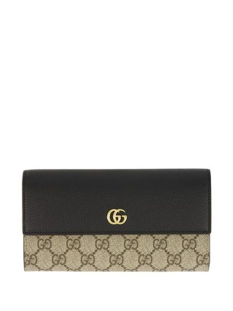 Gucci logo leather wallet - women - Canvas/Viscose - One Size - Neutrals