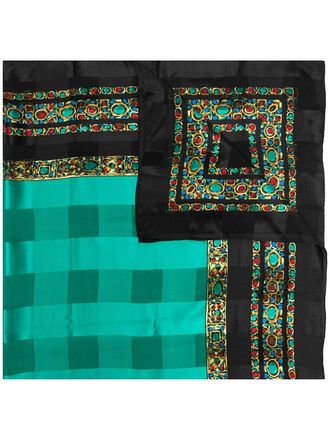 Saint Laurent Foulard in seta con stampa - Verde