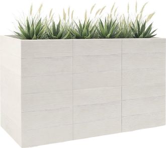 OEM Maceta Betonique Con Ruedas, Tablero Reciclado, Color Crema, 90x30xh60 Cm
