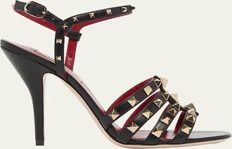 Valentino Garavani 100mm Rockstud Leather Ankle-Strap Sandals