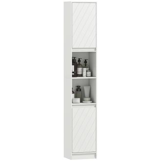 HOMCOM Narrow Bathroom Storage Cabinet with Open Compartment - White | TJ Hughes