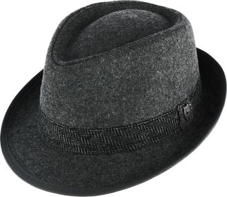 Ascentix Mens Wool Blend All Season Fedora Hat with Herringbone Band, Small, Grey