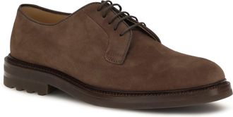 Brunello Cucinelli Mens Suede Lace-Up Shoes Mushroom Calf Leather Bos Taurus Lace Up
