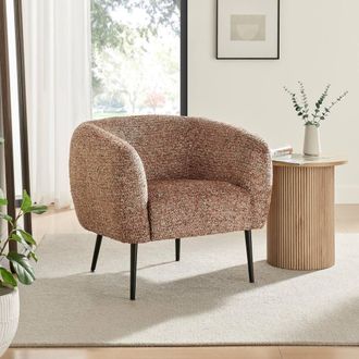 Furniturebox Veda Fabric Accent Tub Chair in Orange