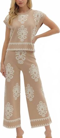 Entro Danni Wide Leg Sweater Pants In Beige