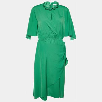 Sandro Green Chiffon Cut-Out Rebella Midi Dress