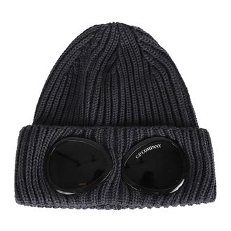 C.P. Company Beanies, male, Black, Size: ONE SIZE Extrafine Merino Wool Goggle Beanie