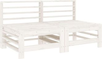 vidaXL Sof&aacute;s Centrales De Jard&iacute;n 2 Uds Madera Maciza De Pino Blanco Vidaxl