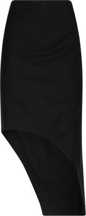 Givenchy Zwarte Asymmetrische Rok - Dames - Midirokken - Zwart - XS - Wol - Rokken