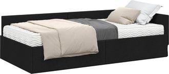vidaXL Estructura De Cama Esquina Con Colch&oacute;n 2 Uds. Negro 90 X 200 Cm Vidaxl
