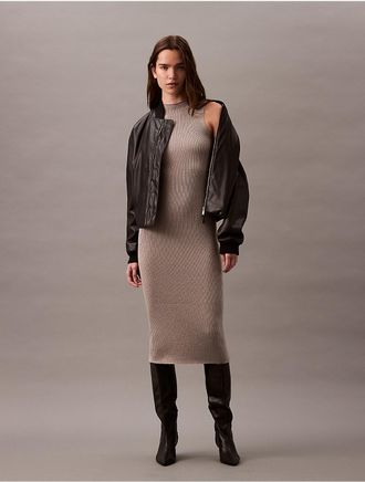 Calvin Klein Womens Lurex Midi Dress - Brown - XS