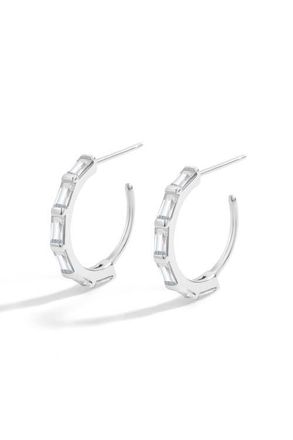 Mint & Lily Baguette Cubic Zirconia Hoop Earrings in Rose Gold Over Sterling Silver at Nordstrom