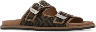 Fendi Mens Slide Brown Fabric